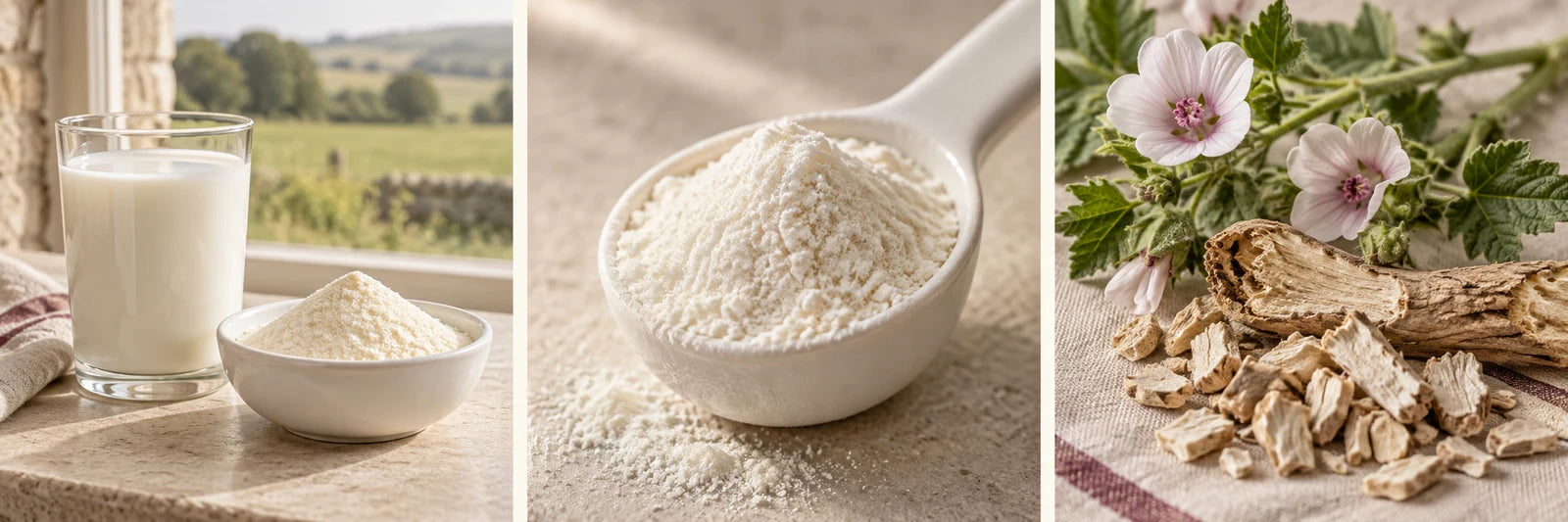 Milk, a scoop of powder, and marshmallow root